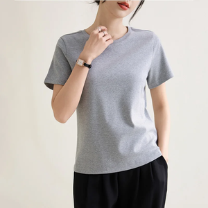 Camiseta ajustada personalizada para mujer manga corta 96.5% algodón 3.5% Spandex con etiqueta personalizada - Product Image 3
