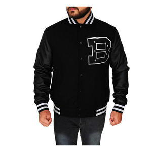 Custom Men's Varsity Bomber <b>Jacket</b> Winter <b>Patchwork</b> Letterman Baseball Embroidery Patches Stand Collar Customizable High Quality - Product Image 1