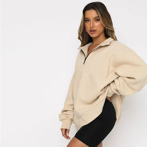 Sudadera con Capucha para Mujer, Estilo Urbano, con Logotipo Personalizado, Ecológica, Transpirable, de Algodón y Felpa, con Cierre de Cremallera de un Cuarto - Product Image 6