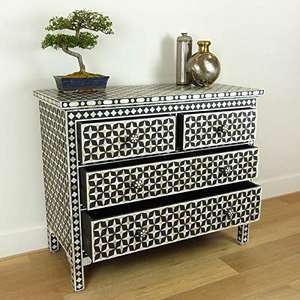 Cajón Pecho Incrustaciones de hueso 7 Cajón Pecho Floral Multicolor Incrustaciones de hueso Mesa con hueso de la mejor calidad/Madre de perla Incrustación - Product Image 3