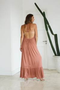 Longue robe Maxi d'été style Boho, Sexy, tenue de plage, dos nu, rayonne, col en V, 100% - Product Image 6