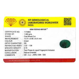 พลอยมรกตสีเขียวธรรมชาติทรงทริลเลียนคัท 5.4 กะรัต ใบรับรอง IGI ความสูง 8 มม. - Product Image 4