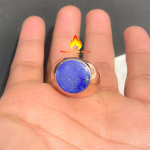 Anillo de piedra lapislázuli para hombre, piedras preciosas naturales, Latón chapado en plata, rodio oxidado, venta al por mayor, joyería de cristal fino - Product Image 3