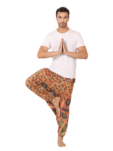 Joggers foncés décontractés pour hommes respectueux de l'environnement 100% coton taille haute léger toile taille libre coupe ample pantalon à cordon - Product Image 3