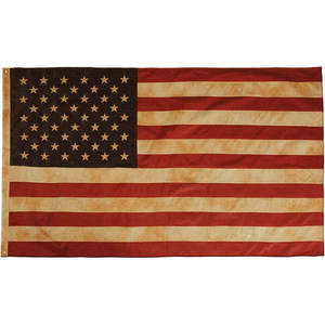 Bandera Americana Vintage Teñida al Estilo del Té, 3x5 Pies, Hecha en EE. UU., Estrellas Bordadas, Rayas con Doble Costura y Ojales de Latón, Duradera - Product Image 6