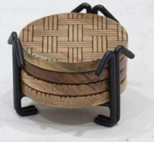 Ensemble de sous-verres en bois poli de 6 pièces en gros avec décorations de Noël antidérapantes pour le bureau à domicile Sous-verres en pierre pour les fêtes - Product Image 4