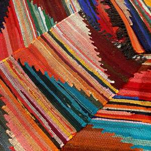 Alfombras de algodón Chindi naranja tejidas a mano, ecológicas con patrones florales únicos y texturas, los mejores precios de la India - Product Image 4