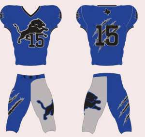 Nouvelle conception, uniforme de football américain de haute qualité pour les jeunes, multicolores, personnalisable, en sergé, maillot et pantalon - Product Image 1