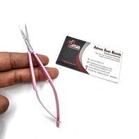 Micro ciseaux à ressort en acier inoxydable massif droit et incurvé rose pour cils ciseaux à ressort de broderie de sourcils