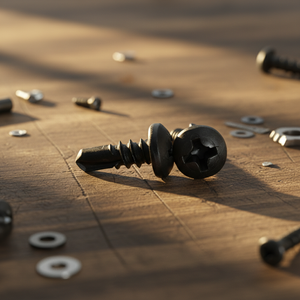 Vis autoperceuse SDS à tête cylindrique en acier au carbone revêtu noir PDC, avec rondelle, à empreinte Phillips, filetage grossier, grade 4.8/6.8, normes DIN/ISO - Product Image 1