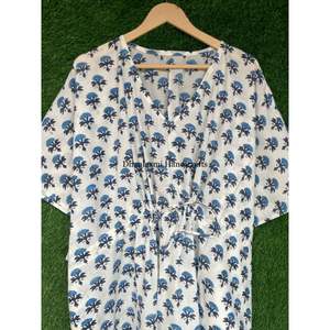 Venta al por mayor vestido de algodón indio verano largo Kaftan vestido Boho Hippie vestido largo Floral Buti estampado caftán ropa de noche playa Caf - Product Image 3