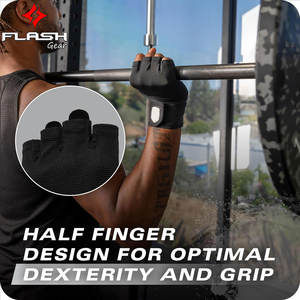 Guantes de levantamiento de pesas Agarre Cuero duradero Palma Soporte de muñeca superior Transpirable Estiramiento de 4 vías Lycra Medio dedo Levantamiento de pesas - Product Image 4