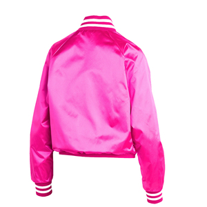 OEM más nuevo estilo transpirable de manga larga Mujer Crop Satin Bomber Jacket ropa de mujer personalizada Letterman Varsity Jacket 2025 - Product Image 2