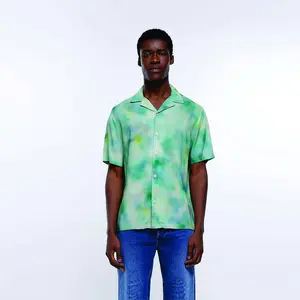 High Quality Silk Satin Shirt Men Long Sleeves Vacation Beach Casual Shirts Custom Silk All Over Print Hawaiian Shirt for Men