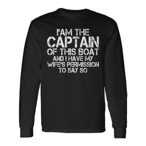 Camiseta de manga larga con diseño de capitán de barco, de algodón suave, divertida, para adultos, para todas las estaciones, camiseta promocional - Product Image 1