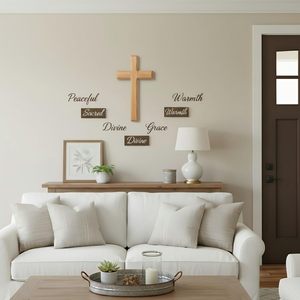 Cruz de Pared de Madera Hecha a Mano - Decoración Cristiana Rústica de 10 Pulgadas para el Hogar, Arte Religioso Colgante de Madera Sólida para Sala de Estar, Católica - Product Image 4