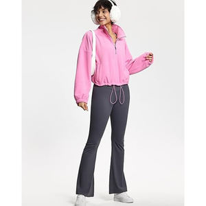 Suéter suave en blanco para mujer Sudadera con media cremallera Pullover Cuello redondo en blanco Crop Top Sudadera - Product Image 3