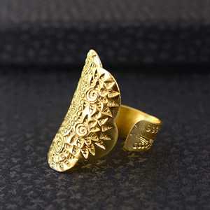 New Product Boho Tribal Pattern <b>Ring</b> Ethnic Brass <b>Rings</b> for Women 18k Gold Plated Chunky <b>Statement</b> <b>Ring</b> for Wholesale/OEM/ODM - Product Image 3