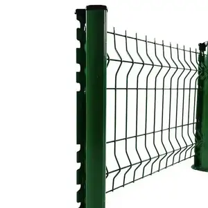 户外花园用高强度3d弯曲铁丝网围栏镀锌绿色3d焊接铁丝网围栏，带桃柱