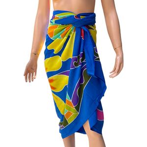 ชุดว่ายน้ำโสร่งชายหาดผ้าเรยอน100% วาดมือมีสไตล์สำหรับผู้ใหญ่ดีไซน์ลายดอกไม้กว้างคล้ายกับบิกินี่ - Product Image 4