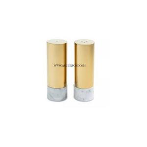 Mármol blanco Base Metal Chapado en oro Artículos de mesa Sal y pimienta Juego de 2 Uso doméstico Utensilios de cocina Sal y pimienta Precio más barato - Product Image 1
