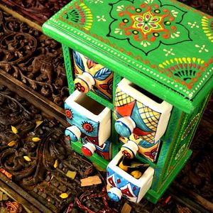 Boîte à épices de table en bois naturel traditionnel imprimé de qualité supérieure avec compartiments séparés pour épices et fruits secs - Product Image 5