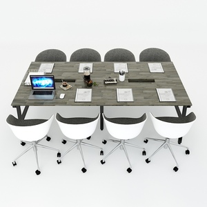 Table de conférence contemporaine 240x120 avec pieds en acier, assemblage requis HBAC013 - Product Image 2