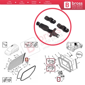 BDP1177-1 Rear <b>Sliding</b> Window Handle Latch Set 858244 for Doblo Fiorino Berlingo Nemo Partner Bipper - Product Image 5