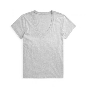2025 venta al por mayor ropa deportiva casual en blanco cuello en V verano algodón poliéster mujeres camisetas aduana logotipo bordado impresión camisa - Product Image 3