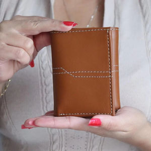 กระเป๋าสตางค์พับสามทบหนังม้าแท้งานแฮนด์เมดสำหรับผู้ชายกระเป๋าสตางค์แบบพับหนังวัวแท้แบบวินเทจสำหรับจัดระเบียบ LTW-0213 - Product Image 1