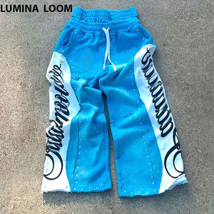 Pantalones personalizados, pantalones de chándal de pierna ancha, pantalones de chándal de algodón de felpa francesa, pantalones de chándal rectos de doble cintura, pantalones de chándal Acampanados para hombres - Product Image 1