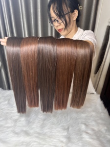 มัดผมมนุษย์แท้มัดย้อมสองชั้นสีน้ำตาล8-40นิ้วสไตล์เวียดนาม - Product Image 6