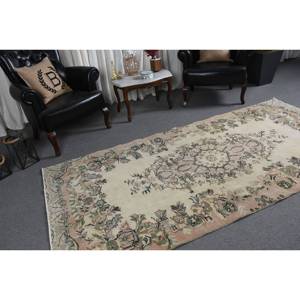 พรมขนสัตว์สีเบจสีเขียวคลาสสิกขนาด4.4x9ฟุตลายแบบตุรกีเย็บปะติดสำหรับห้องนั่งเล่นข้างเตียงวัยรุ่นยางพาราหนุนหลัง - Product Image 2