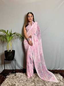 Dgb Exports Vente Chaude Pakistanais Saree Satin Patta Fancy Ethnic Wear Saree avec Bangloriy Silk Fancy Blouse - Product Image 2