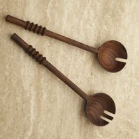 Ensemble de serveurs à salade, outils à salade en bois naturel massif, résistants à la chaleur, écologiques, compatibles lave-vaisselle et micro-ondes, pour la cuisine à domicile