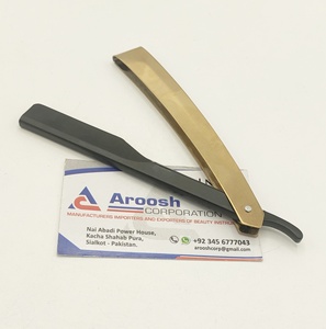 Maquinilla de afeitar profesional recta al por mayor, herramienta de barbero manual sostenible con logotipo personalizado, hoja deslizante de oro negro para uso facial y corporal - Product Image 1