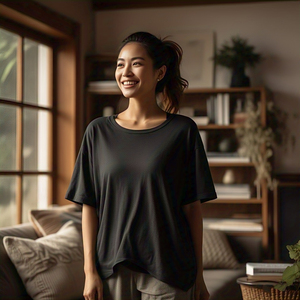 เดรสเสื้อยืดแขนยาวสีดำคอกลมสำหรับผู้หญิงเสื้อยืดแขนเปิดไหล่สำหรับใส่กลางแจ้งสไตล์สตรีท - Product Image 3