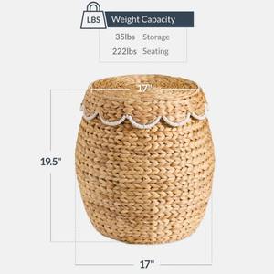 Cesta de Jacinto de Agua con Borde Decorativo, Cesta de Almacenamiento Hecha a Mano, Ecológica, Hecha en Vietnam - Product Image 2