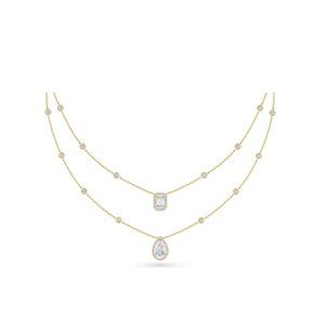 Elegante collar de dos filas de diamantes de corte Marquesa de oro amarillo de 18 quilates para mujer SAVANI SONS aniversarios celebraciones - Product Image 3