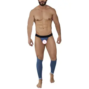 Jartiyer erkek Thongs Jean kumaş düşük bel Bulge kılıfı G-string eşcinsel erkek iç çamaşırı tanga