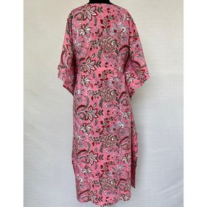 <b>Summer</b> Kimono <b>Kaftan</b> Pure Cotton Indian Block Print Floral Beach Cover Comfortable Maternity Mode ODM Supply - Product Image 5