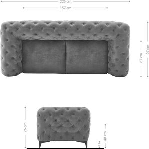 Corleone Sofá Personalizable 3 Plazas Gris 225X97 cm para Salón con Opción OEM - Product Image 2