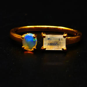 Bague de cocktail personnalisée en argent sterling 925 plaqué or à la main avec pierres précieuses semi-précieuses à la mode - Product Image 2