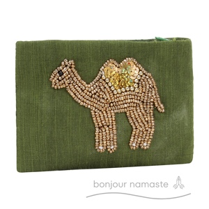 Portamonete in cammello viola notte con perline fatte a mano | Divertente e stravagante Design di animali da fattoria, artigianato etico dall'India - Product Image 5