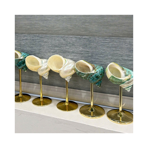 <b>Conch</b> Shell Wine Goblet Gold Stem Beachside Barware - Product Image 1