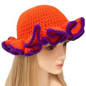 Custom Hand-Knitted Adult Fashion Bucket <b>Hat</b> Casual Scene Color Handmade Crochet Ruffles Made Milk Cotton Yarn Comfortable for - Product Image 5