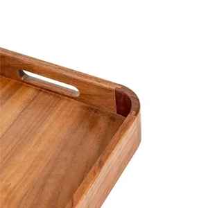 Plateau de rangement de cuisine en bois laqué sculpté classique - Product Image 3