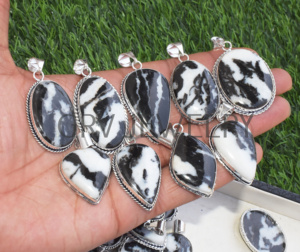 Lot en gros de pendentifs ethniques faits à la main en jaspe de buffle, plaqués argent sterling 925, parfaits pour les cadeaux de mariage et de fiançailles - Product Image 6