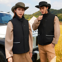 Gilet d'hiver épais pour homme/femme, idéal pour les voyages d'affaires et les activités de plein air, col montant, capuche dissimulée, coupe-vent, chauffant, résistant à l'eau, fermeture éclair, 6XL