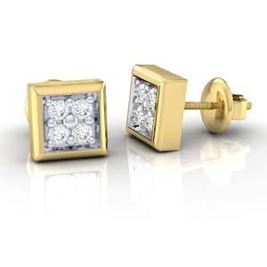 Certified Gold <b>Square</b> Stud <b>Earring</b> with Real <b>Diamonds</b> 0.07ct Total Carat Weight 8 Pieces 14Kt/18Kt Purity - Product Image 3